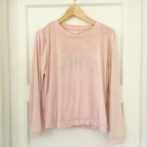 Juicy Couture Velour Sweatshirt Sleepwear Pajama Sweater Rhinestones Cozy Pink L